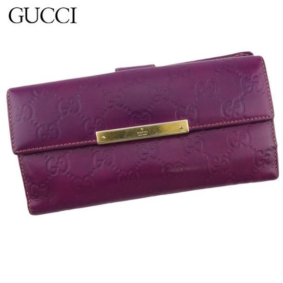 Gucci purple long ssima Wallet leather - Picture 1 of 6